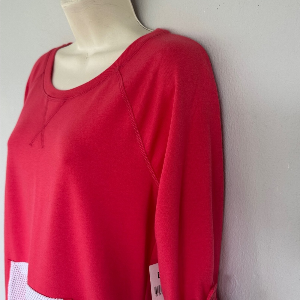 Coral Bay pink white mesh pouch pocket crop sleeve cotton top size small - Picture 9 of 15